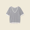Pull manches courtes bleu foncé femme