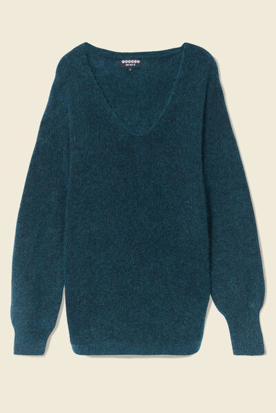 Pull éco-responsable bleu canard femme