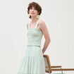 Top cintr&eacute; court &agrave; bretelles col carr&eacute; vert pastel femme