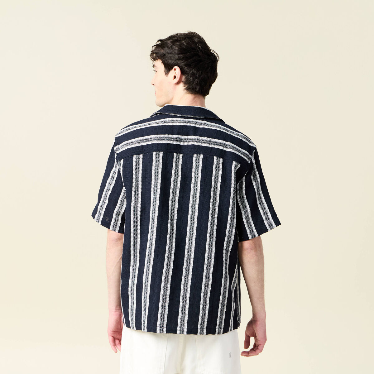 Chemise manches courtes bleu marine homme