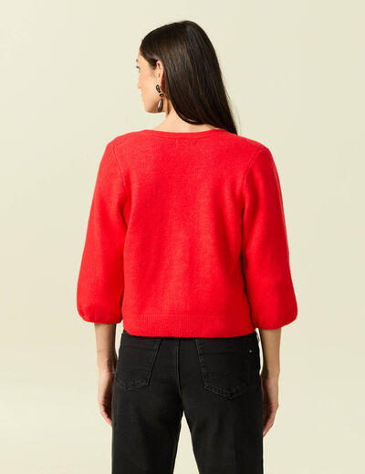 Gilet manches 3/4 rouge fonc&eacute; femme