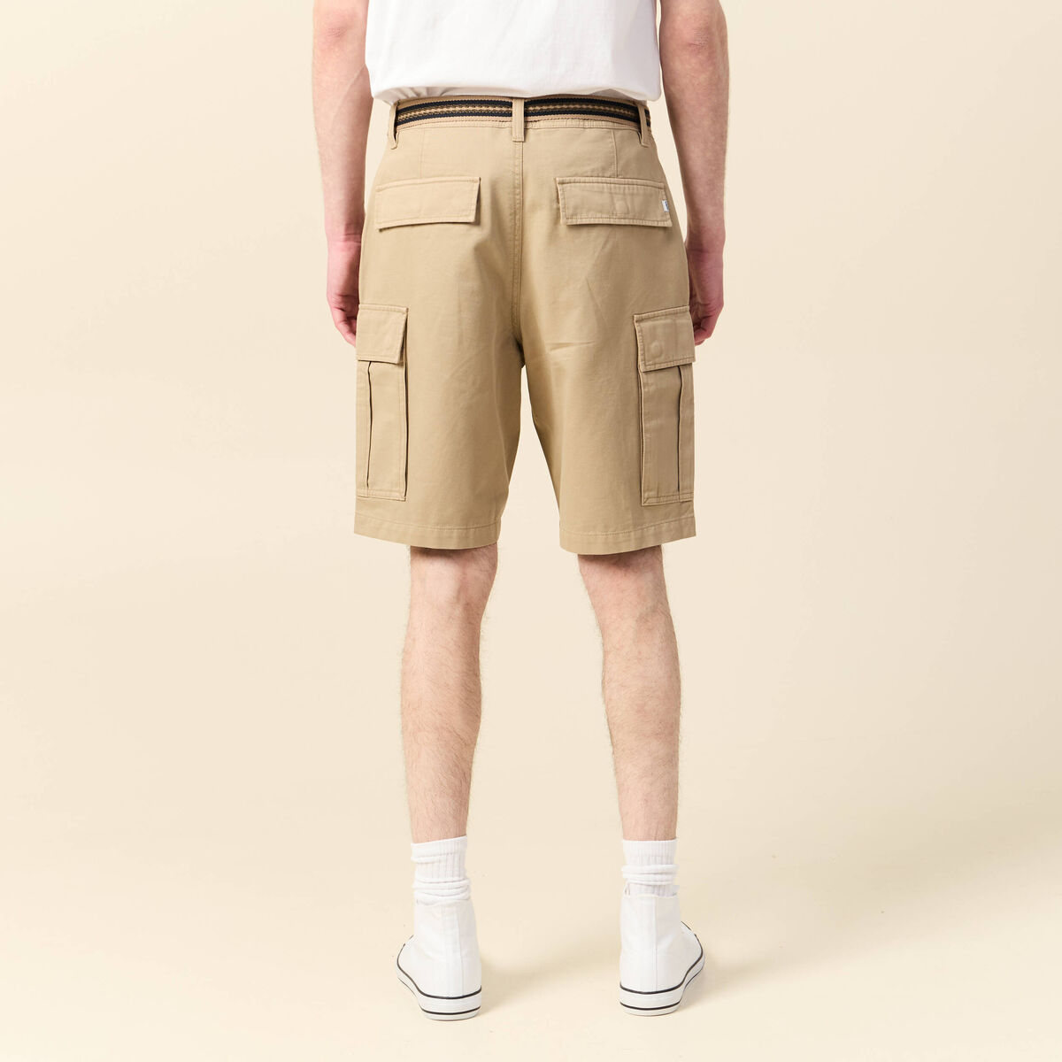 Bermuda droit cargo ceinture gris homme