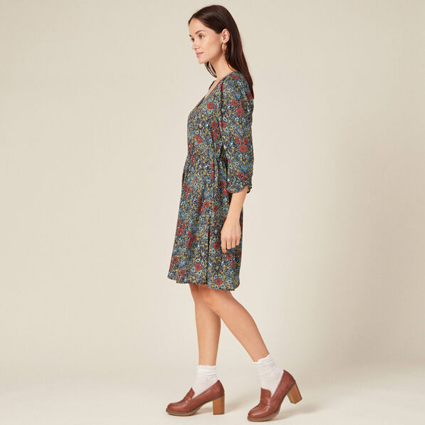 Robe trapèze manches 3/4 noir femme