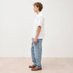 T-shirt droit en coton col ras du cou blanc homme