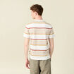 T-shirt ray&eacute; col rond manches courtes ecru homme