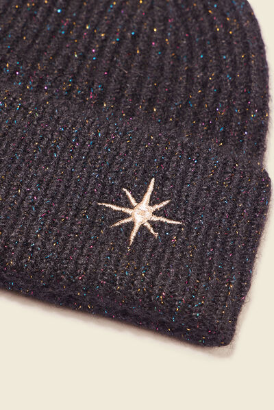 Bonnet tricoté noir femme