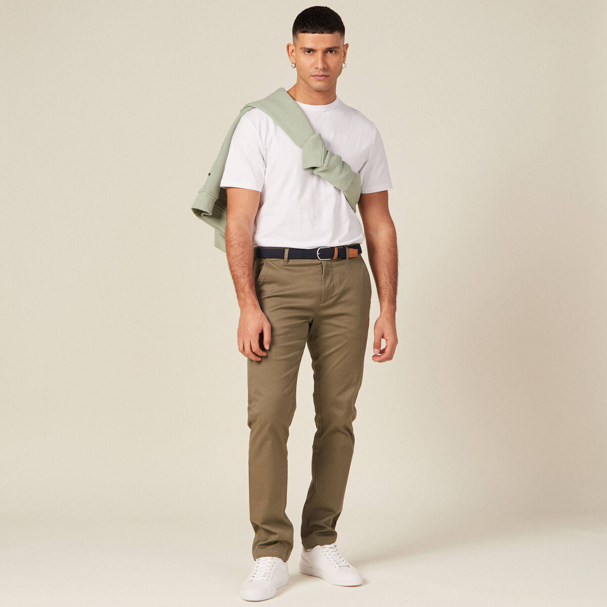 Pantalon chino straight vert kaki homme