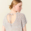 Pull crochet manches courtes vert kaki femme