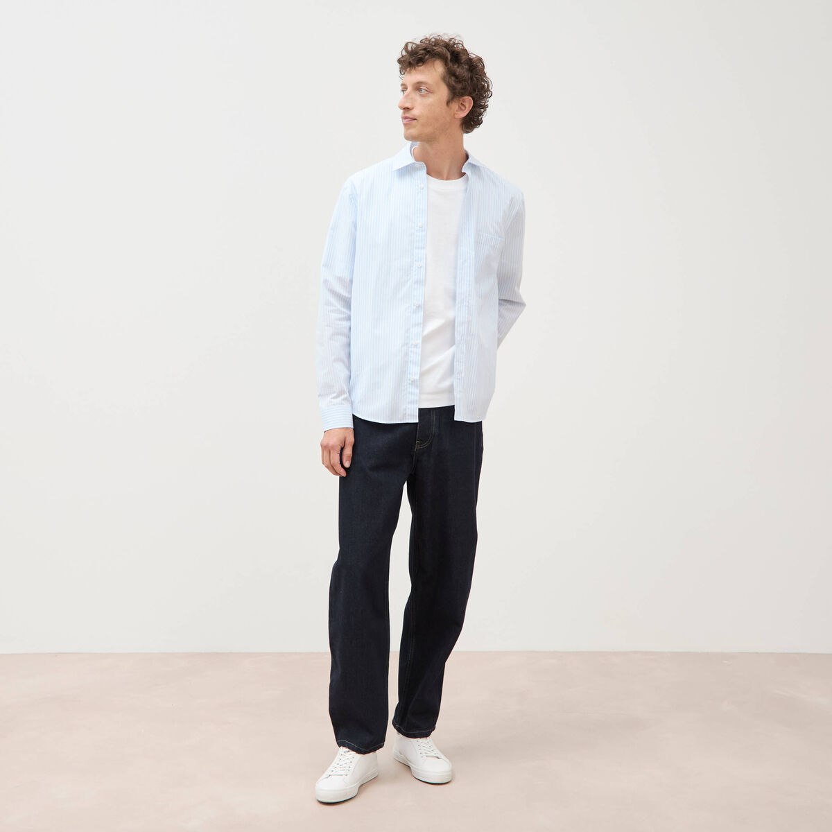 Chemise boyfriend en coton ecru homme