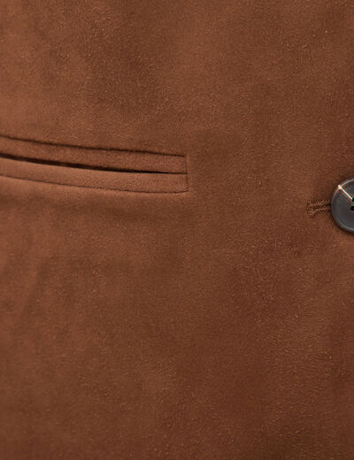Blazer col tailleur manches longues marron fonc&eacute; femme