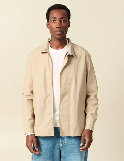 Trench manches longues col montant beige homme