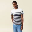 T-shirt ray&eacute; col rond manches courtes bleu marine homme