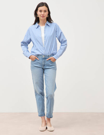 Jeans girlfriend 5 poches denim used femme