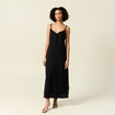 Robe midi droite satin noir femme