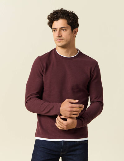 T-shirt manches longues bordeaux homme