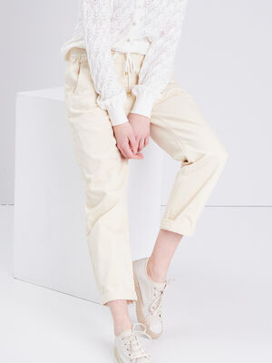 Pantalon slouchy creme femme