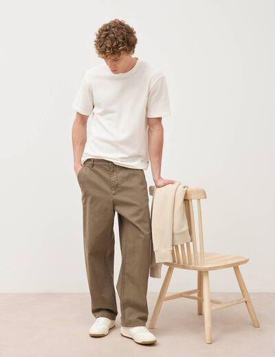 Pantalon coupe large taupe homme