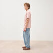 T-shirt droit en coton col ras du cou rose pastel homme