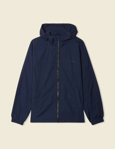 Coupe-vent zippé à capuche bleu marine homme