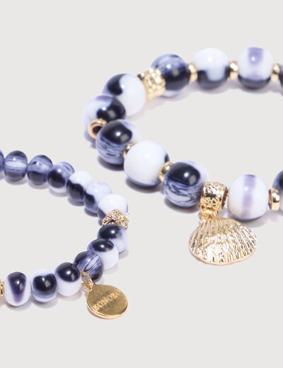 Lot de 2 bracelets bleu fonc&eacute; femme