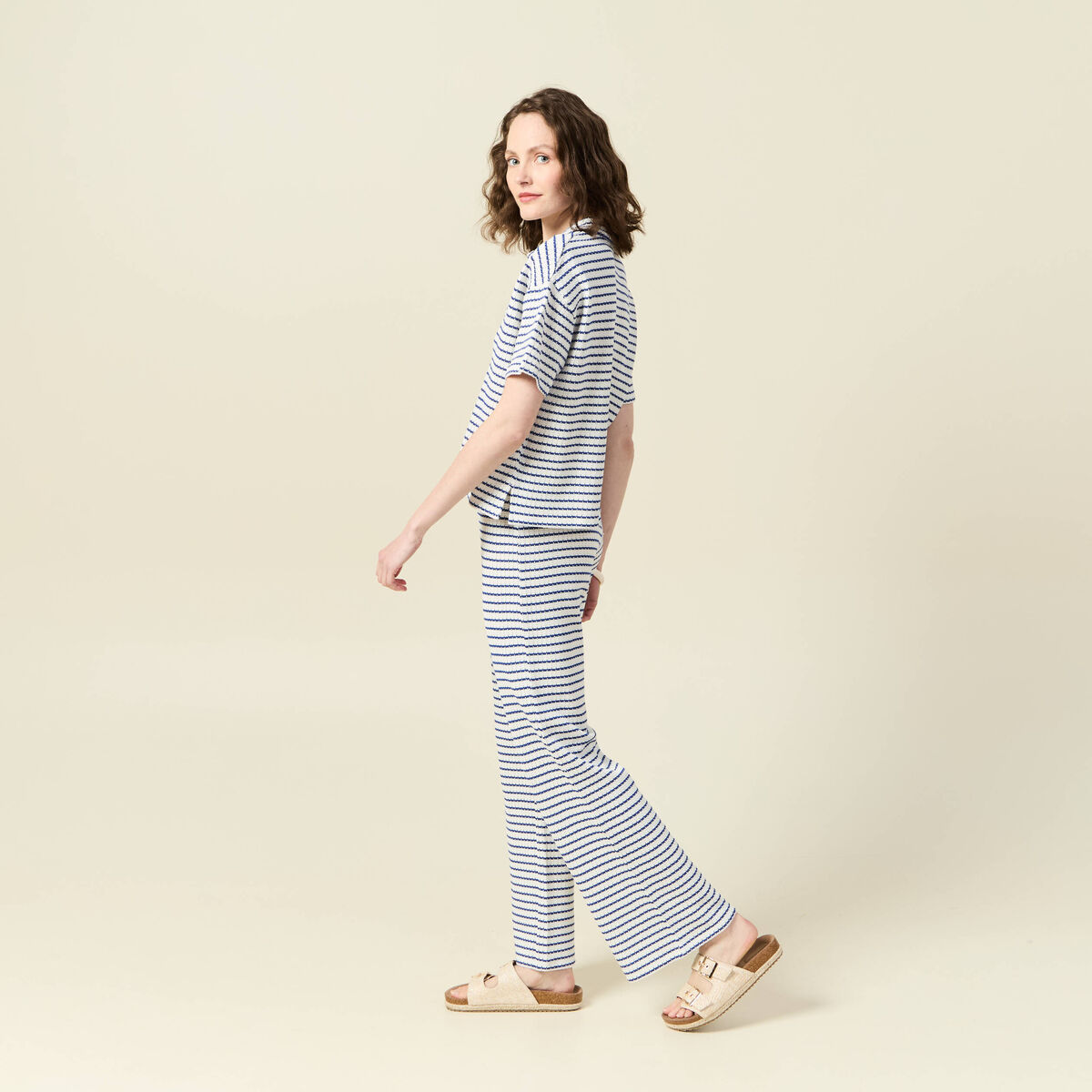 Polo manches courtes ecru femme