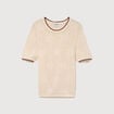 Pull droit court manches courtes ecru femme