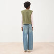 Gilet droit sans manches col rond vert kaki femme