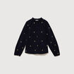 Chemise en coton avec broderie bleu marine femme