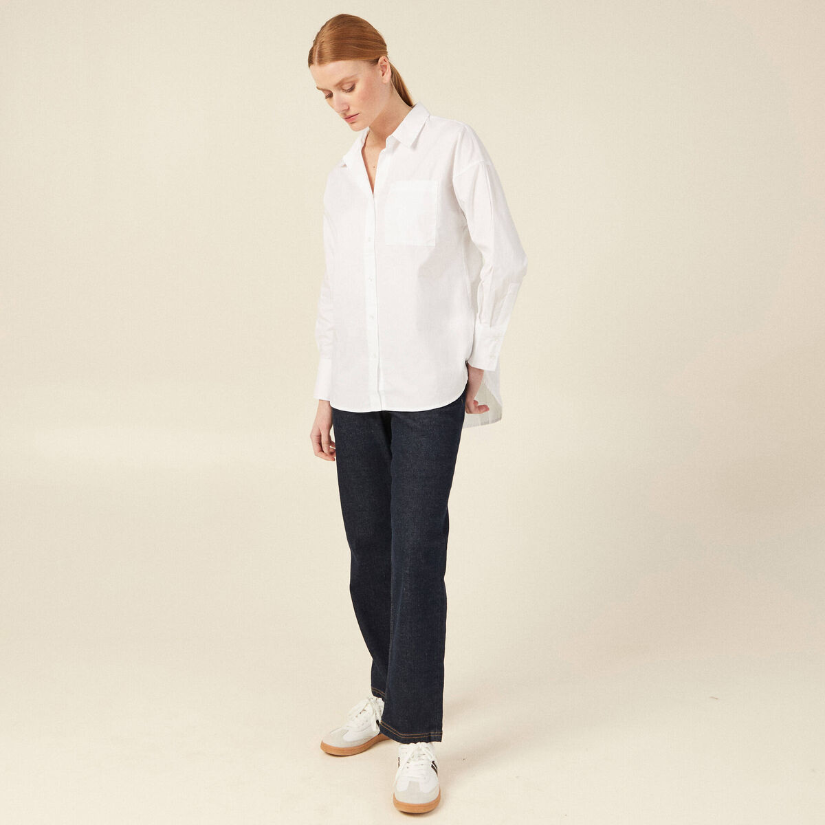 Chemise manches longues blanc femme