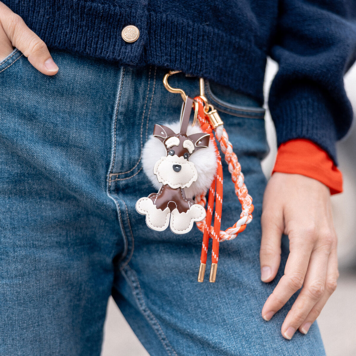 Porte-cl&eacute;s avec mousqueton rouge femme