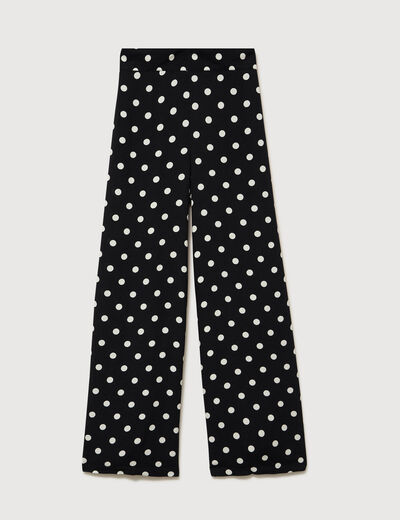 Pantalon large taille haute noir femme