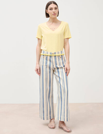 T-shirt manches courtes jaune pastel femme