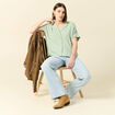 Chemise manches courtes vert olive femme