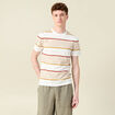 T-shirt ray&eacute; col rond manches courtes ecru homme