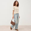 Jeans loose taille standard bleu femme