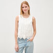 Gilet sans manches col rond ecru femme