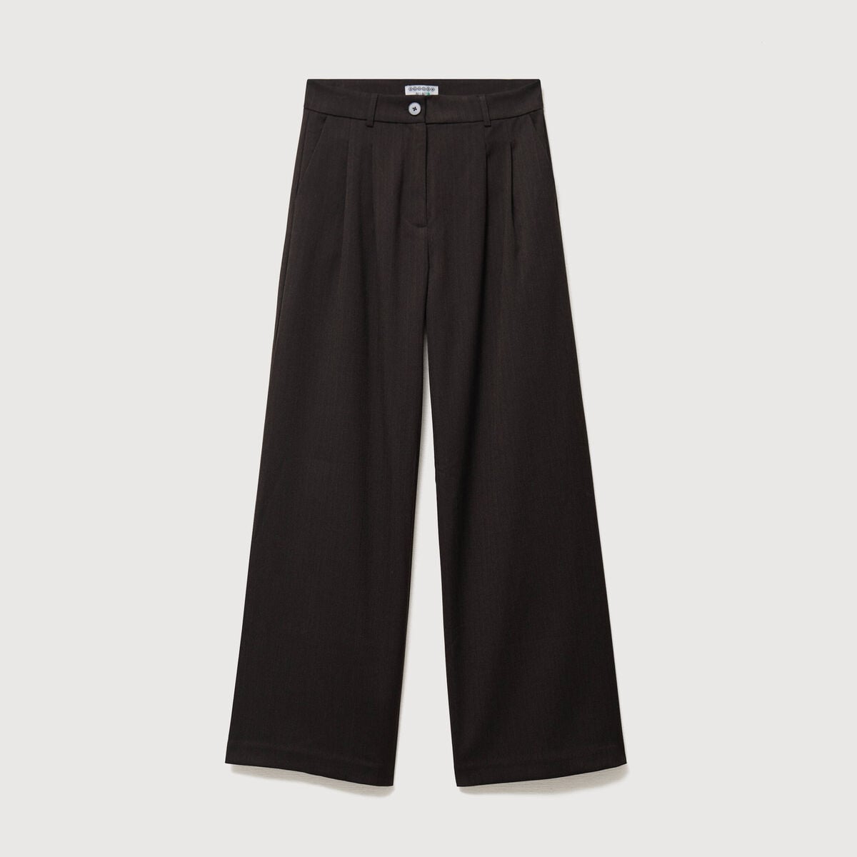 Pantalon large taille standard marron fonc&eacute; femme