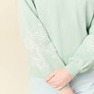 Sweat droit court col rond en coton vert pastel femme