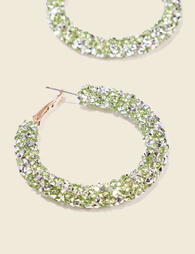 Boucles d'oreilles créoles vert olive femme