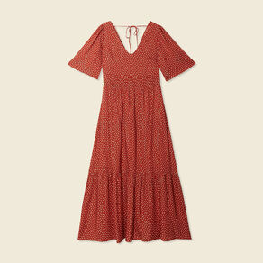 robe longue evasee fluide orange fonce femme Robe longue évasée fluide orange foncé femme