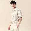 Chemise col classique manches courtes ecru homme