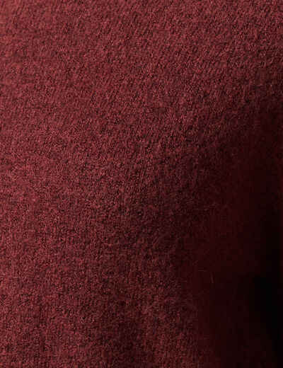 Pull col montant manches longues bordeaux femme