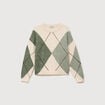Pull col rond manches longues vert pastel femme