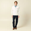 Sweat manches longues col zipp&eacute; en coton ecru homme