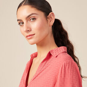 Blouse manches longues terracotta femme