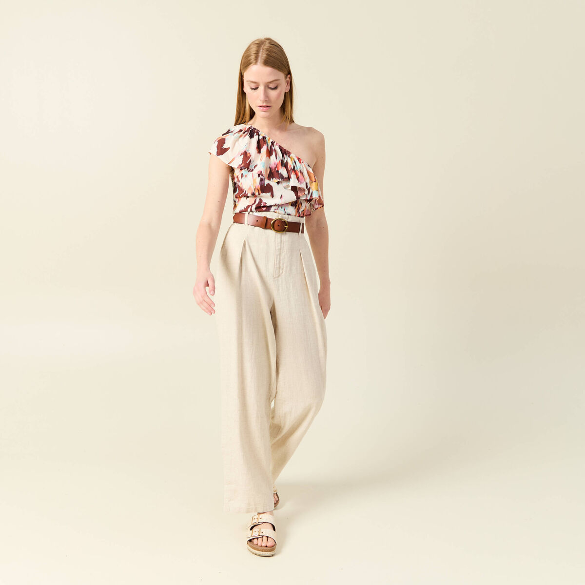 Blouse asymétrique sable femme