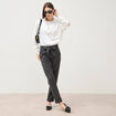 Pantalon paperbag gris femme