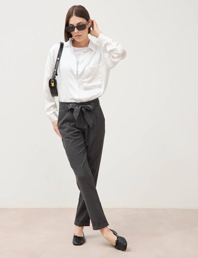 Pantalon paperbag gris femme