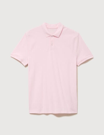 Polo cintr&eacute; en coton manches courtes rose homme