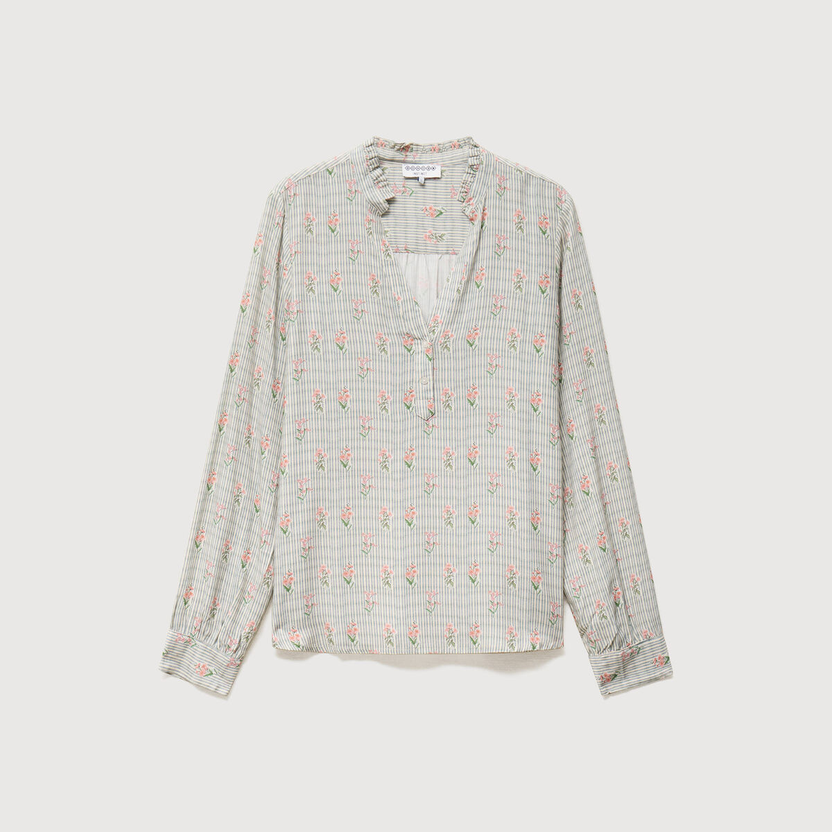 Blouse manches longues bleu gris femme